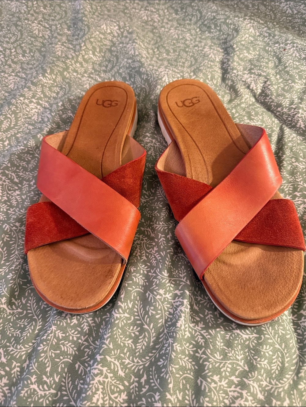UGG Kari slide Sandals Leather and Suede Straps Size 9